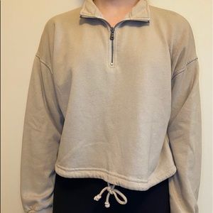 American Eagle cropped quarter zip